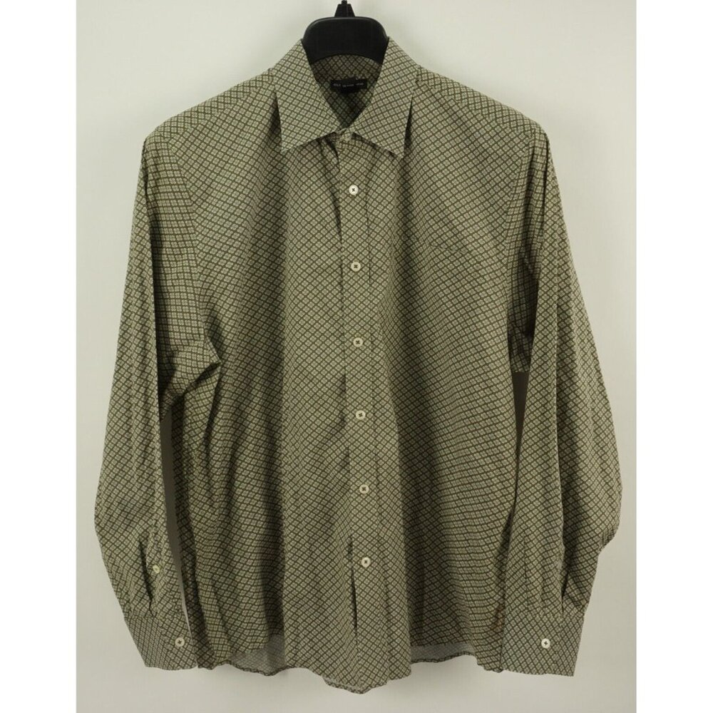 Club Monaco Men's Large Long Sleeve Green Stretch Cotton‎ Jersey Button Up Shirt
